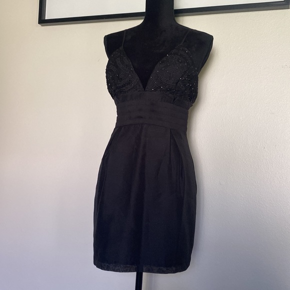 Free People v neck beaded mini dress black - Picture 5 of 12